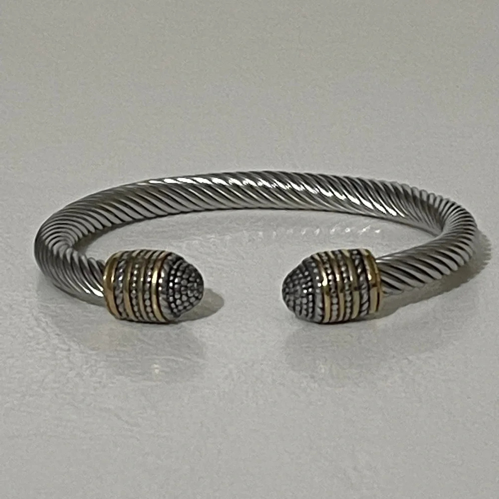 New Twisted Cable Cuff Vintage Stackable Bangle Bracelet - Picture 4 of 5